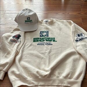 Vintage 1997 Humanitarian Bowl Lee Heavyweight Unisex‎ Cream XL & matching hat